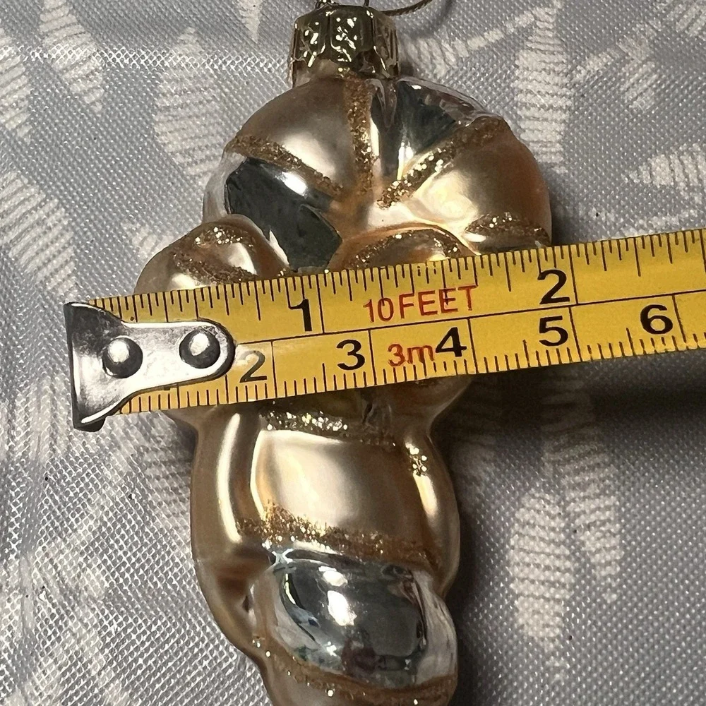 GLASS CANDY CANE GOLD BOW 3